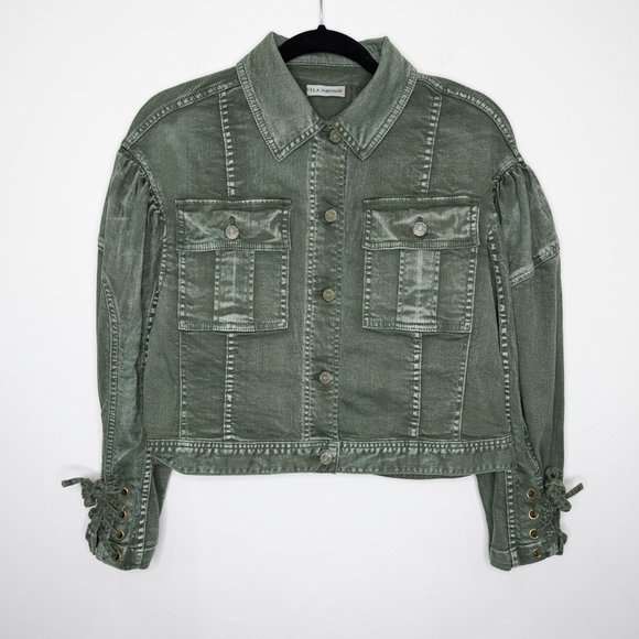 Ulla Johnson Atticus Denim Jacket Army Green F34 - Picture 3 of 12